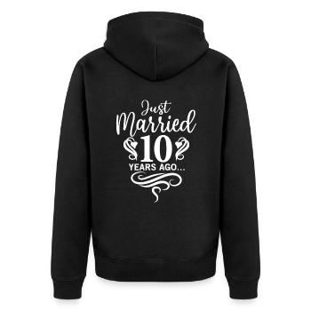 Just Married il y a 10 ans, cadeau du 10e anniversaire - Veste à capuche bio Premium Unisexe - noir - Dos - Nico (187cm)