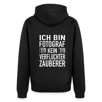 Fotograf Zauberer Fotografie Spiegelreflexkamera - Unisex Premium Bio Zip Hoodie - Schwarz - Hinten - Nico (187cm)