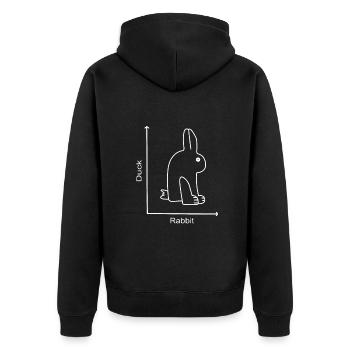 DUCK RABBIT - Hase Ente - Graph lesson - Unisex Premium Bio Zip Hoodie - Schwarz - Hinten - Nico (187cm)
