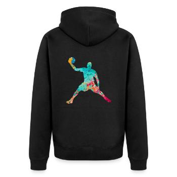 Joueurs de basket-ball - PopArt - Veste à capuche bio Premium Unisexe - noir - Dos - Nico (187cm)