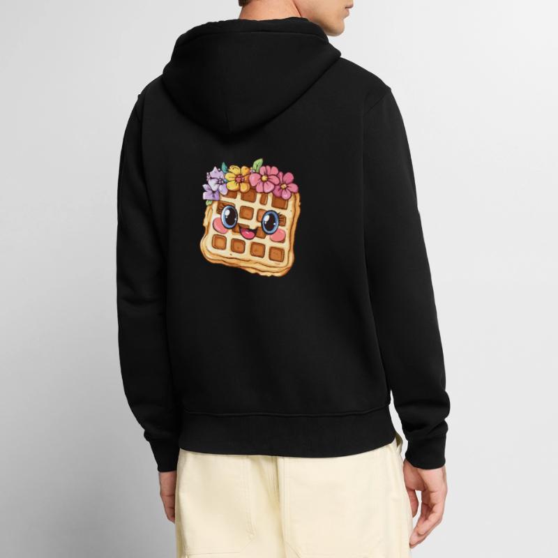 Waffel mit Blumen Unisex Premium Bio Zip Hoodie