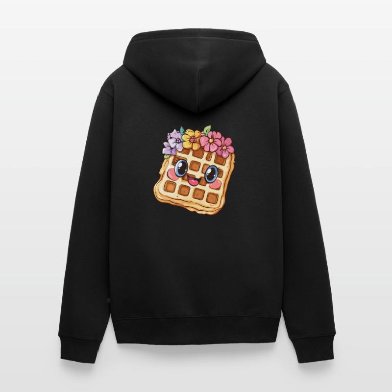 Waffel mit Blumen Unisex Premium Bio Zip Hoodie