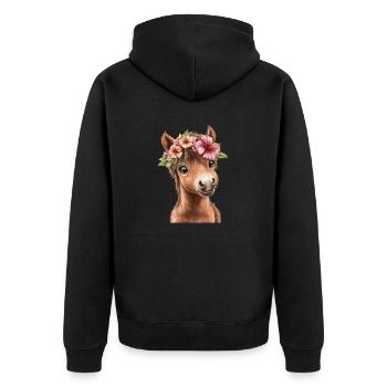 Flower pony with wreath - Unisex Premium Organic Zip Hoodie - black - Back - Nico (187cm)