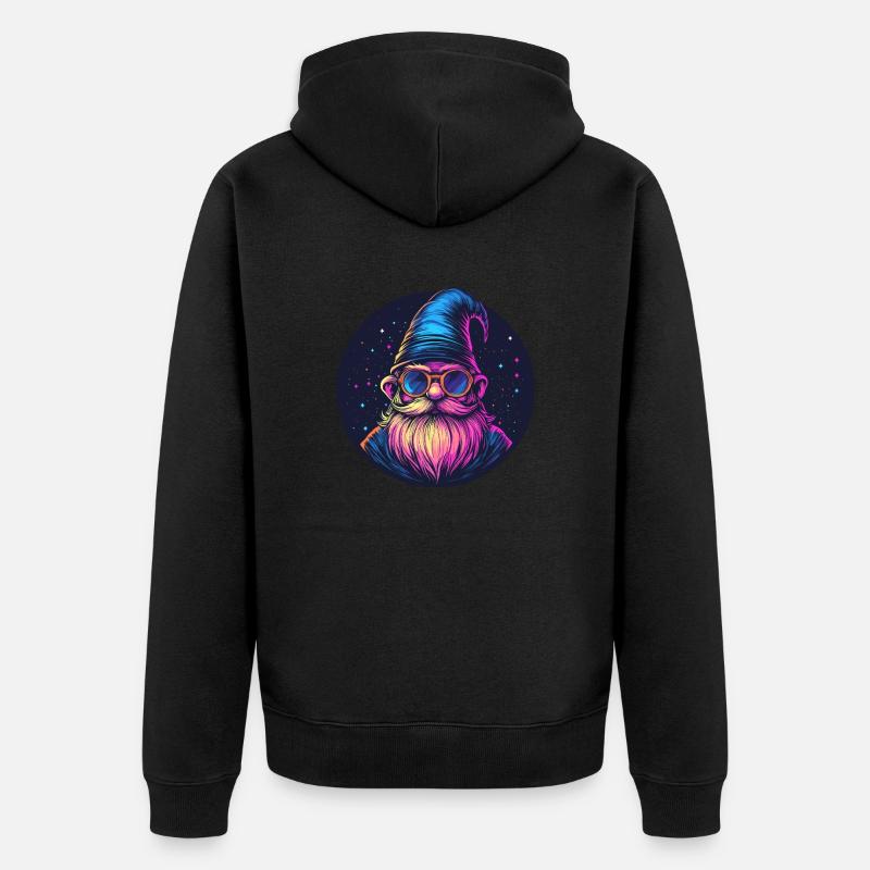 Weltraum Zwerg Retro Look - Unisex Premium Bio Zip Hoodie - Schwarz