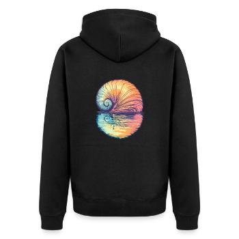 Muschel im Sonnenuntergang - Unisex Premium Bio Zip Hoodie - Schwarz - Hinten - Nico (187cm)