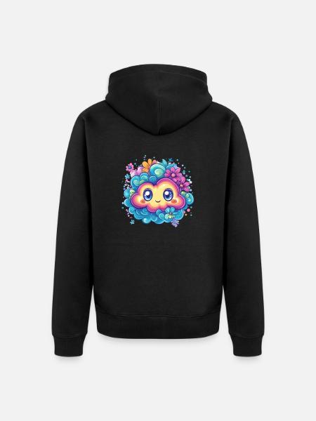 Śliczna chmura z kwiatami - Ekologiczna rozpinana bluza z kapturem Premium unisex - czarny