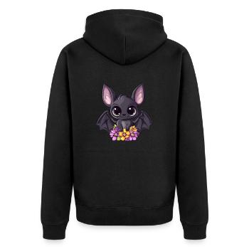 Chauve-souris avec des fleurs - Veste à capuche bio Premium Unisexe - noir - Dos - Nico (187cm)