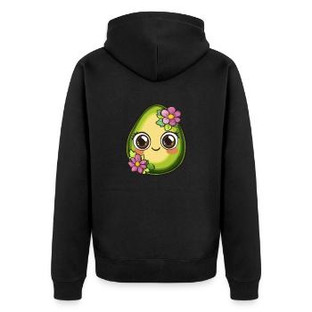 Sweet avocado with flowers - Unisex Premium Organic Zip Hoodie - black - Back - Nico (187cm)