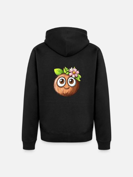 Coconut with big eyes - Unisex Premium Organic Zip Hoodie - black