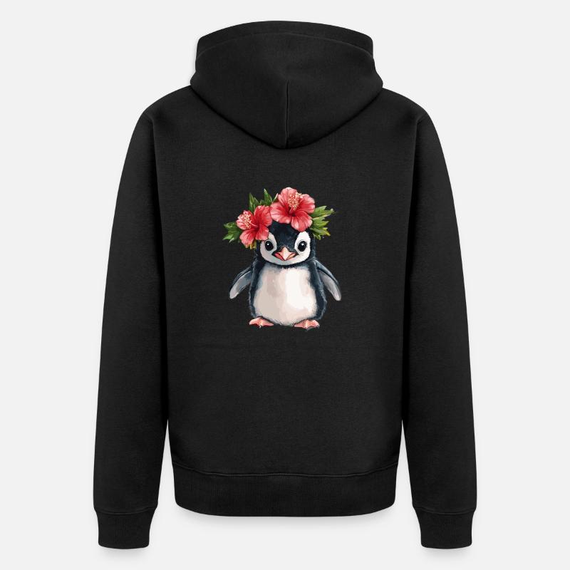Pingouin à l’hibiscus - Veste à capuche bio Premium Unisexe - noir