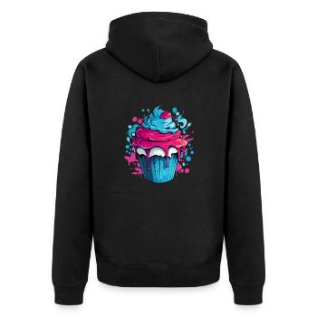 Cupcake with color explosion - Unisex Premium Organic Zip Hoodie - black - Back - Nico (187cm)