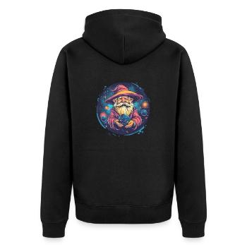 Space Wizard with Orb - Unisex Premium Organic Zip Hoodie - black - Back - Nico (187cm)
