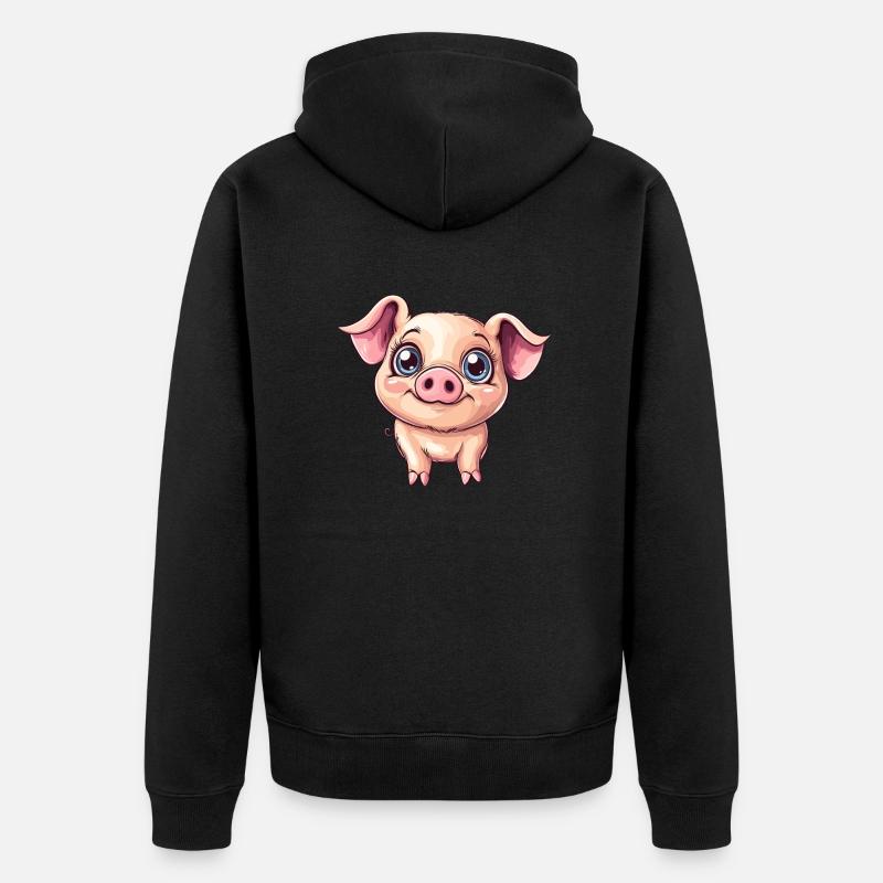 Sourires mignons de cochon - Veste à capuche bio Premium Unisexe - noir
