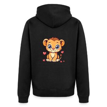 Lion avec des cœurs - Veste à capuche bio Premium Unisexe - noir - Dos - Nico (187cm)