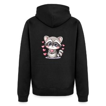 Raton laveur avec cœur - Veste à capuche bio Premium Unisexe - noir - Dos - Nico (187cm)