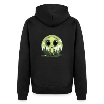 Alien in the forest - Unisex Premium Organic Zip Hoodie - black - Back - Nico (187cm)
