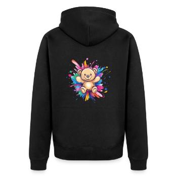 Teddy bear color explosion - Unisex Premium Organic Zip Hoodie - black - Back - Nico (187cm)