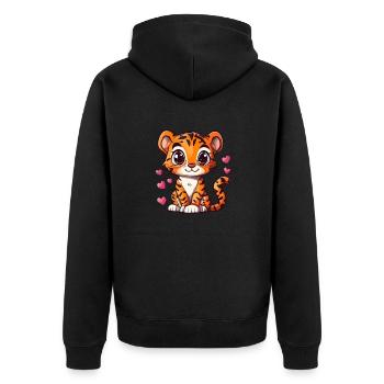 Tigre mignon avec coeur - Veste à capuche bio Premium Unisexe - noir - Dos - Nico (187cm)