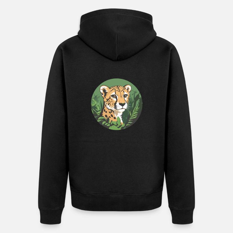 Guépard dans la jungle - Veste à capuche bio Premium Unisexe - noir