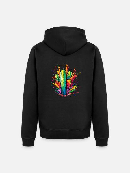 Bunter Kaktus-Explosion - Unisex Premium Bio Zip Hoodie - Schwarz