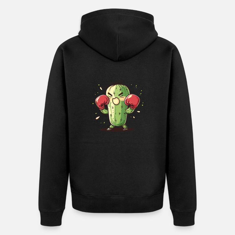 Boxer Cactus en colère - Veste à capuche bio Premium Unisexe - noir