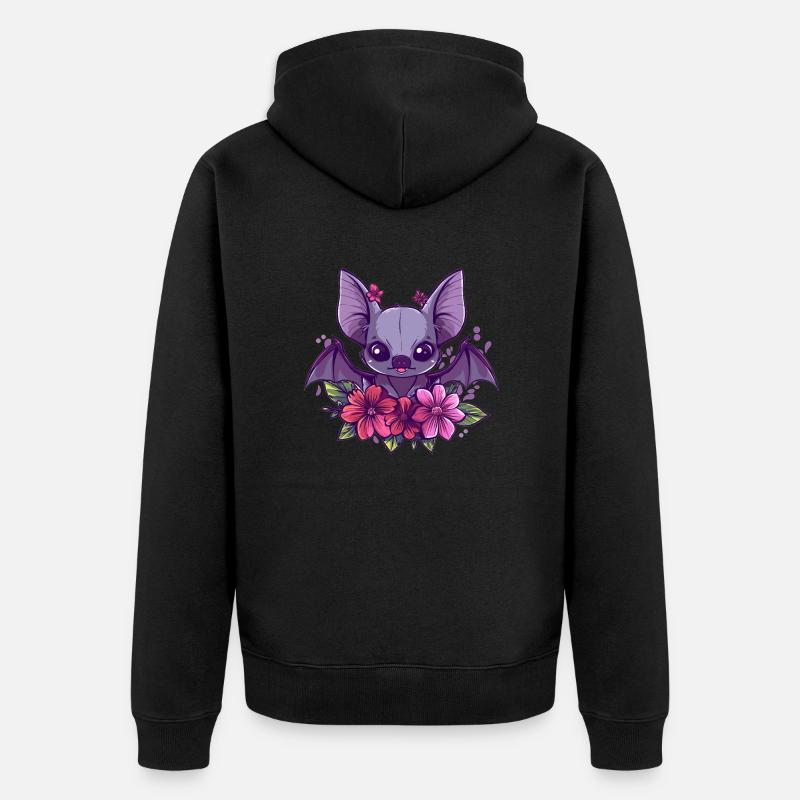 Chauve-souris fleur avec breloque - Veste à capuche bio Premium Unisexe - noir