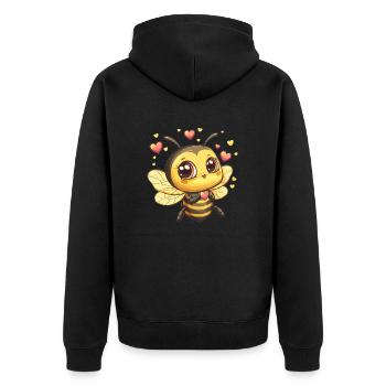 Cœur Abeille Amoureuse - Veste à capuche bio Premium Unisexe - noir - Dos - Nico (187cm)