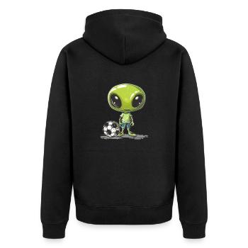 Soccer Alien Buddy - Unisex Premium Organic Zip Hoodie - black - Back - Nico (187cm)