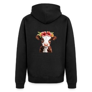 Veau fleur avec couronne - Veste à capuche bio Premium Unisexe - noir - Dos - Nico (187cm)
