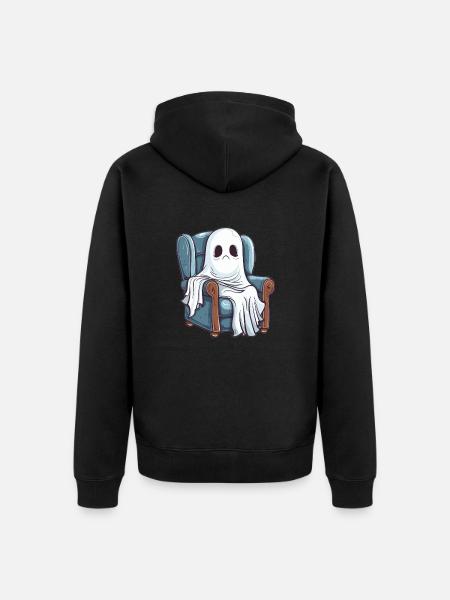 Geist auf Sessel - Unisex Premium Bio Zip Hoodie - Schwarz