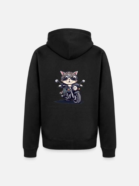 Motorradkatze mit Stil - Premium økologisk unisex-hættejakke - sort