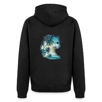 Chat côtier avec des palmiers - Veste à capuche bio Premium Unisexe - noir - Dos - Nico (187cm)