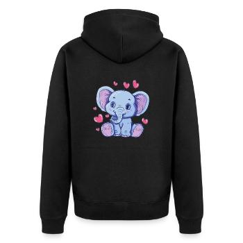 Heart Baby Elephant - Unisex Premium Organic Zip Hoodie - black - Back - Nico (187cm)