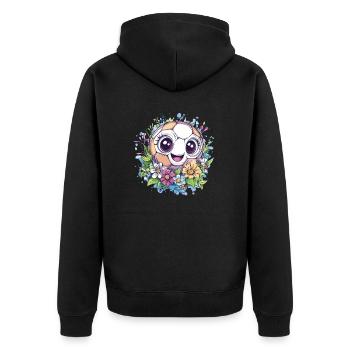 Fußball mit Blumen - Unisex Premium Bio Zip Hoodie - Schwarz - Hinten - Nico (187cm)