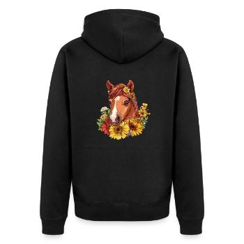Cheval en couronne d’été - Veste à capuche bio Premium Unisexe - noir - Dos - Nico (187cm)