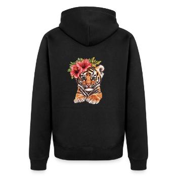 Bébé tigre à l’hibiscus - Veste à capuche bio Premium Unisexe - noir - Dos - Nico (187cm)