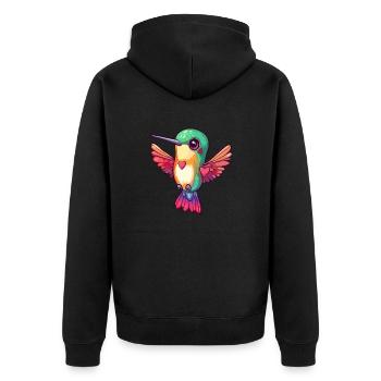 Kolibri mit Herzen - Unisex Premium Bio Zip Hoodie - Schwarz - Hinten - Nico (187cm)