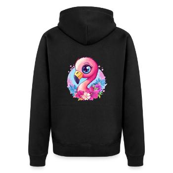 Flamant rose avec magie des fleurs - Veste à capuche bio Premium Unisexe - noir - Dos - Nico (187cm)