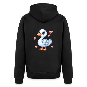 Oie douce avec des cœurs - Veste à capuche bio Premium Unisexe - noir - Dos - Nico (187cm)