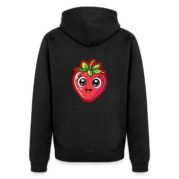 Visage de fraise heureux - Veste à capuche bio Premium Unisexe - noir - Dos - Nico (187cm)