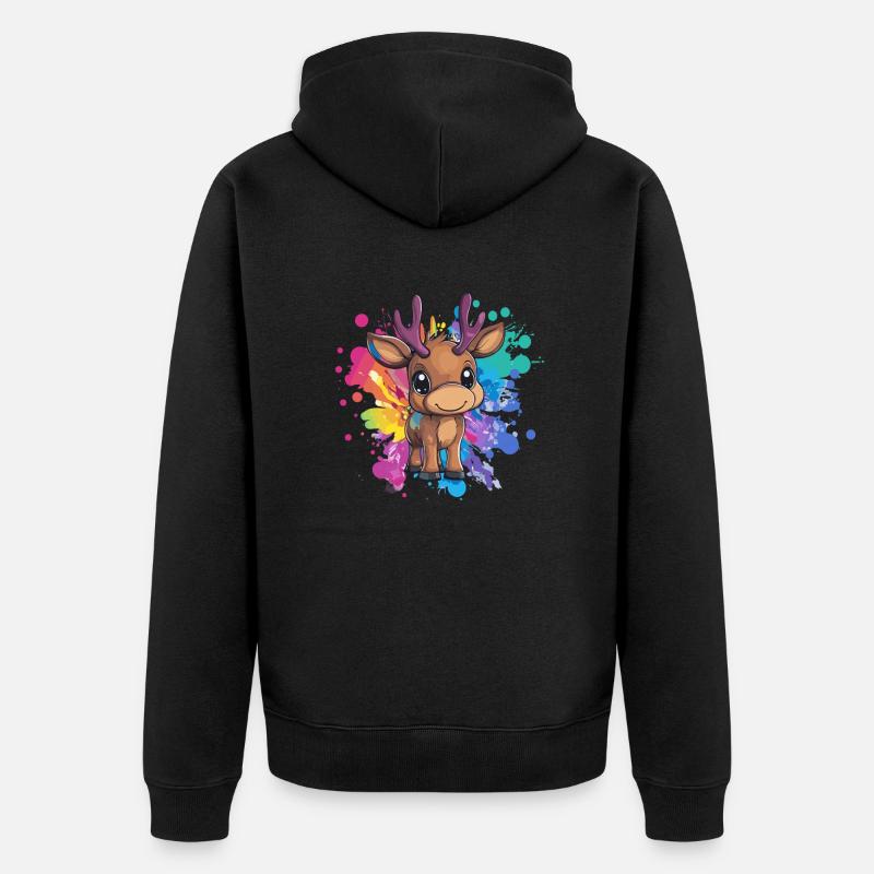 Rehkitz auf Farbexplosion - Unisex Premium Bio Zip Hoodie - Schwarz