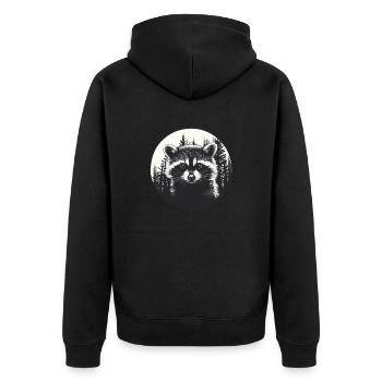 Raccoon in the forest district - Unisex Premium Organic Zip Hoodie - black - Back - Nico (187cm)