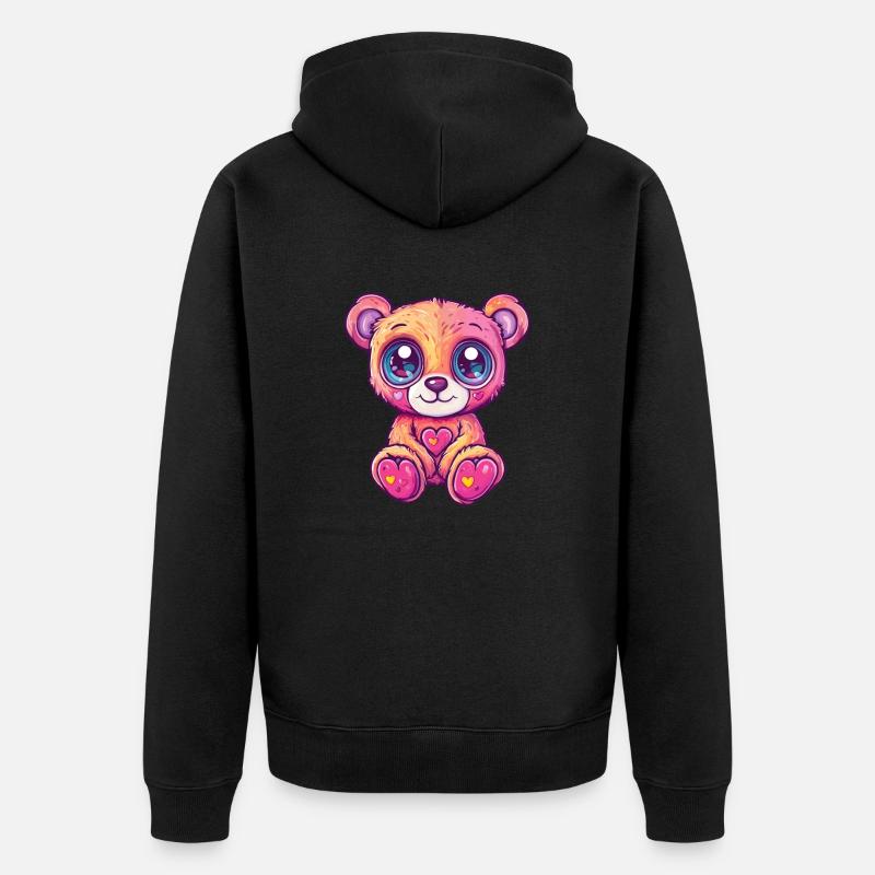 Ours câlin avec cœur - Veste à capuche bio Premium Unisexe - noir