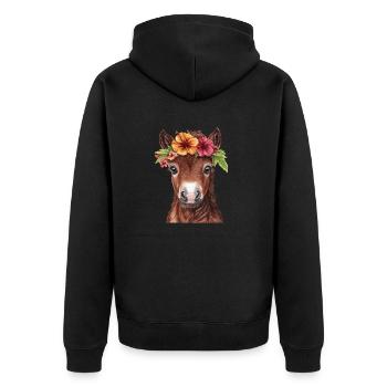 Poulain avec couronne de fleurs - Veste à capuche bio Premium Unisexe - noir - Dos - Nico (187cm)
