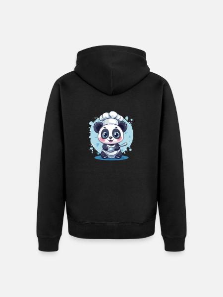 Panda with chef's hat - Unisex Premium Organic Zip Hoodie - black