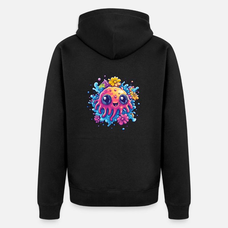 Méduse sucrée aux fleurs - Veste à capuche bio Premium Unisexe - noir