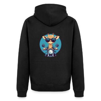 Giraffe with sunglasses - Unisex Premium Organic Zip Hoodie - black - Back - Nico (187cm)