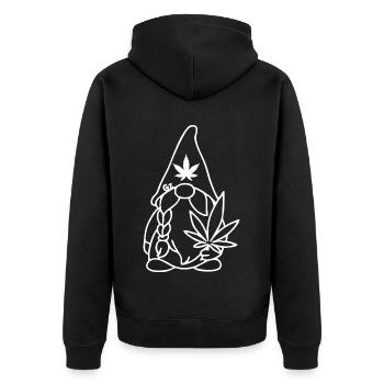 Wikingerzwerg Wikingerwichtel mit Hanfblatt - Unisex Premium Bio Zip Hoodie - Schwarz - Hinten - Nico (187cm)