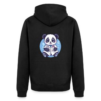 Panda Doctor - Unisex Premium Organic Zip Hoodie - black - Back - Nico (187cm)