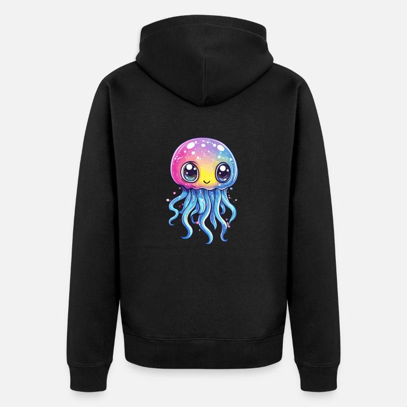 Méduse arc-en-ciel - Veste à capuche bio Premium Unisexe - noir